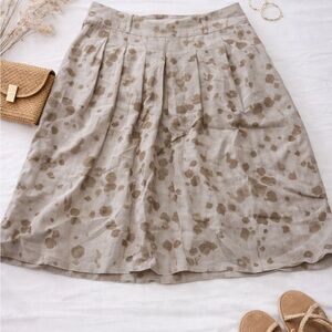 Chic Beige Floral A-Line Skirt